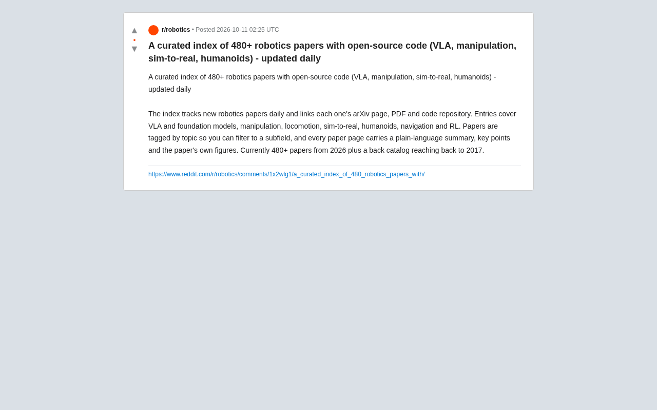 480+机器人论文开源索引:VLA、具身操作与Sim-to-Real一站检索