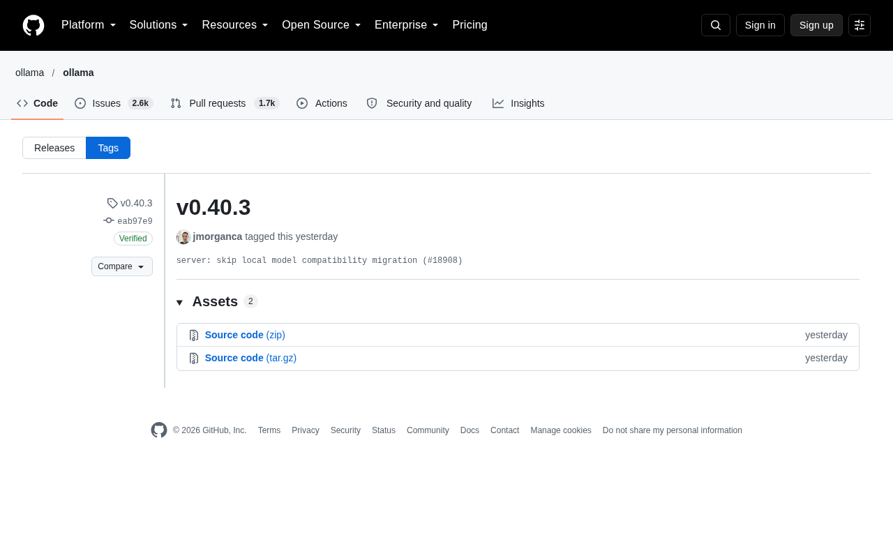 Ollama v0.40.3 Released: Skips Local Model Compatibility Migration