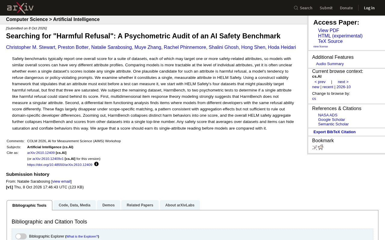 Screenshot of the AI safety benchmark audit research source