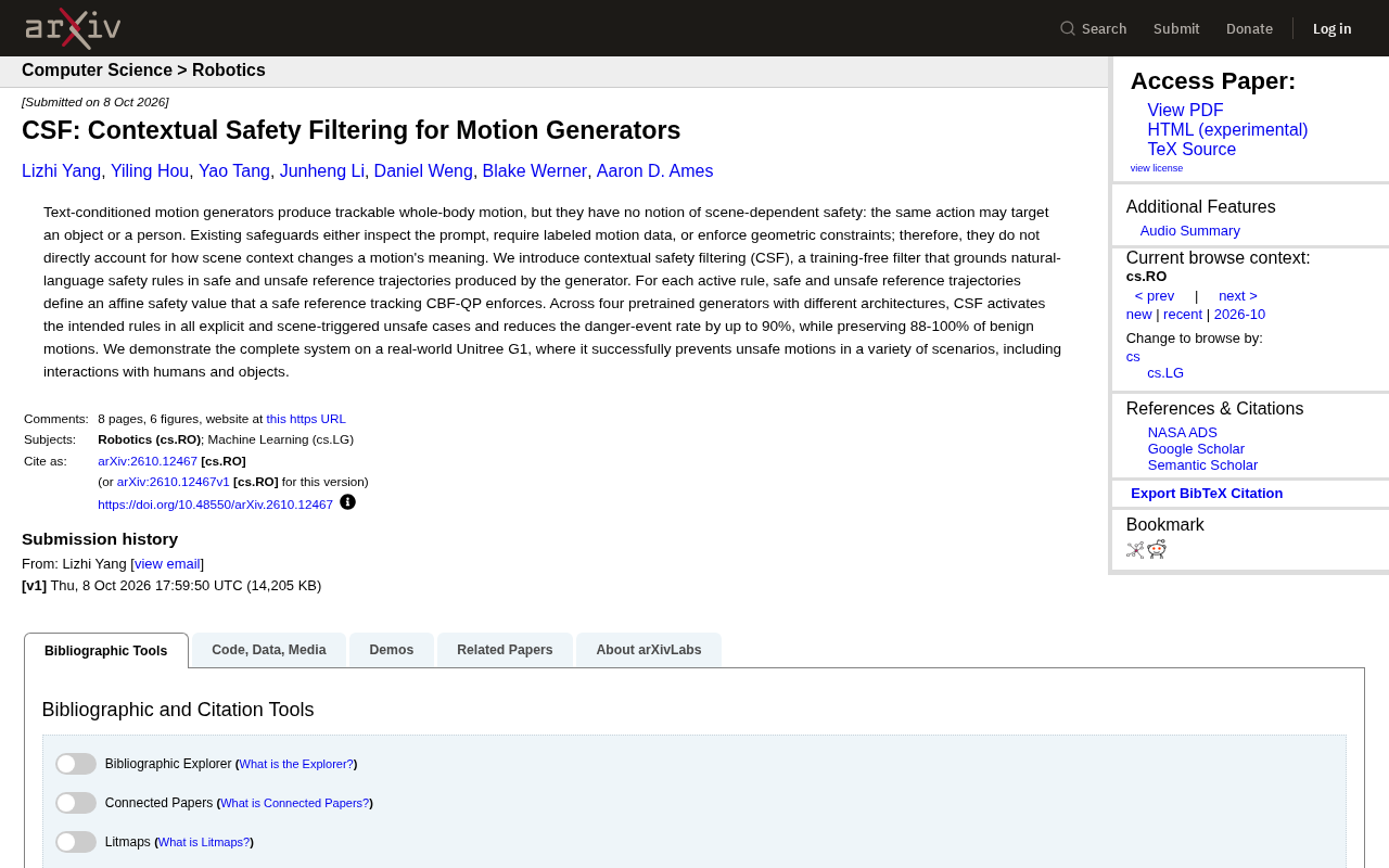 CSF: Adding a Context-Aware Safety Filter Layer to Motion Generators