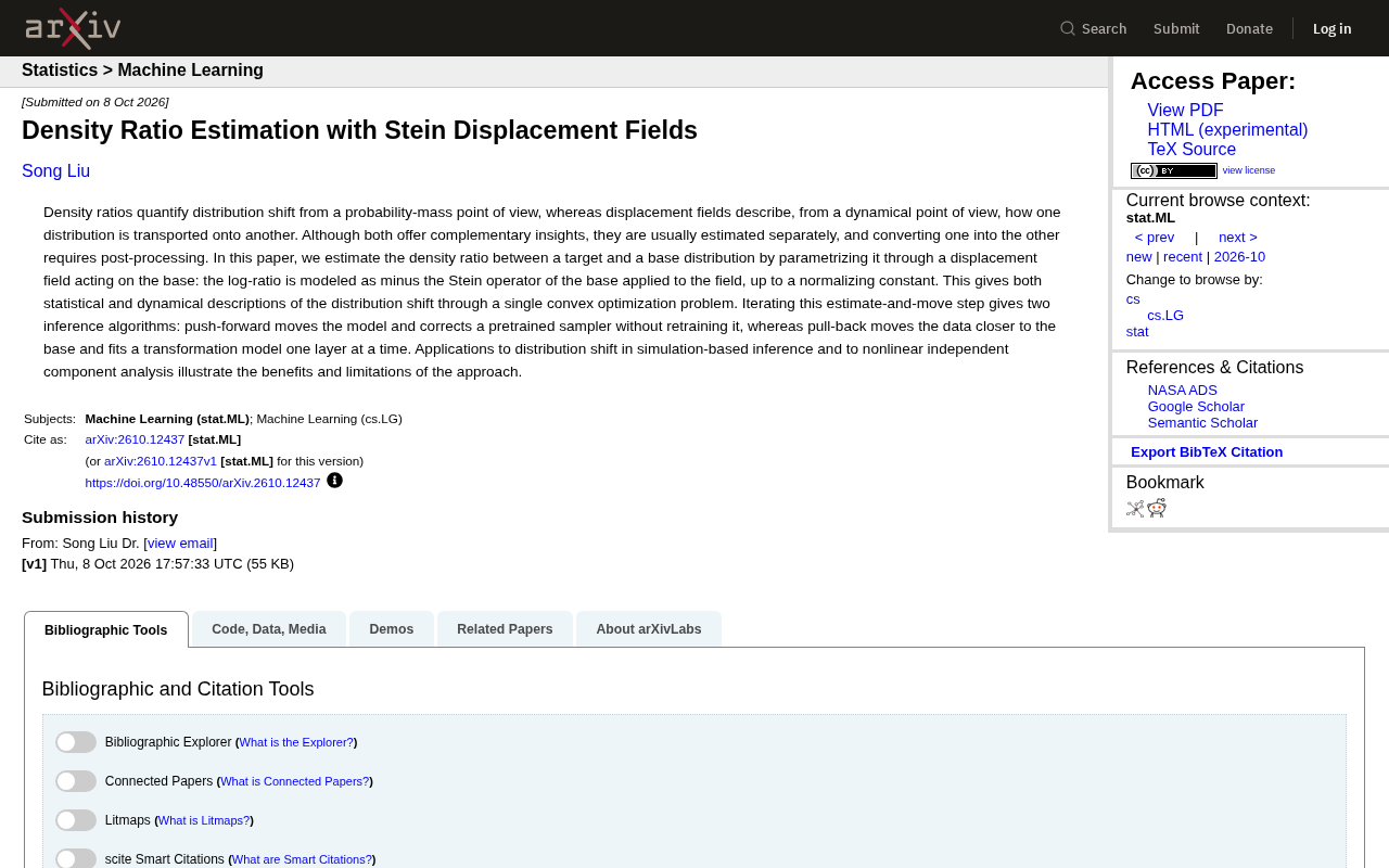 Density Ratio Estimation via Stein Displacement Fields: A Convex Optimization Framework for Unifying Distribution Transport
