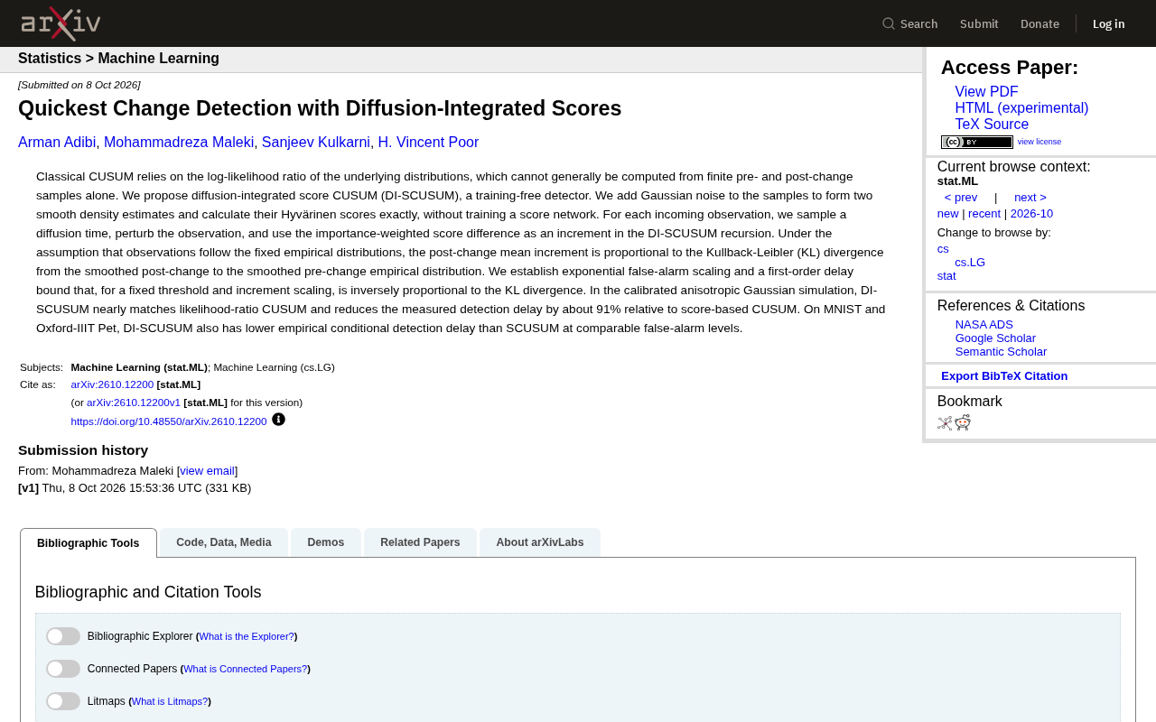 Training-Free Change Detection: DI-SCUSUM Leverages Diffusion Scores for Fast Detection