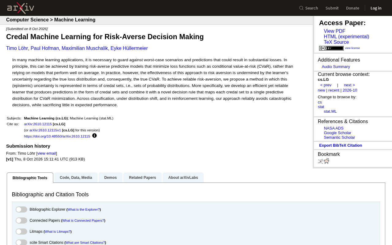 Credal machine learning paper source screenshot