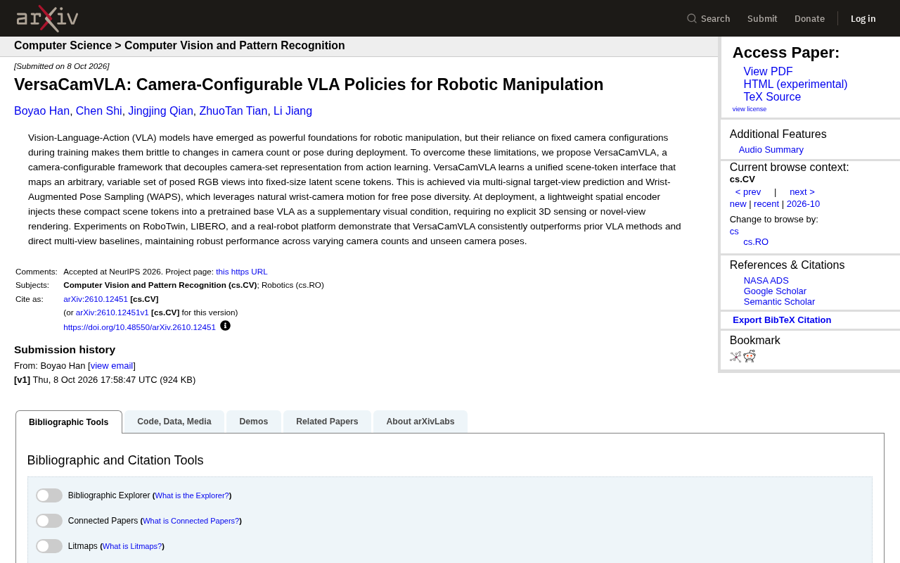 VersaCamVLA: A Camera-Configurable VLA Policy Framework for Robots
