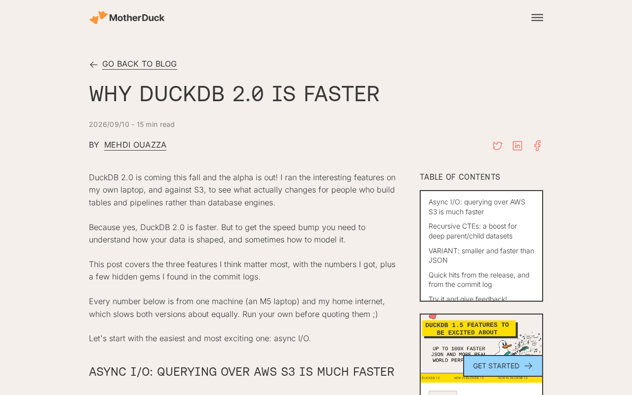 DuckDB 2.0 性能跃升背后的技术解析