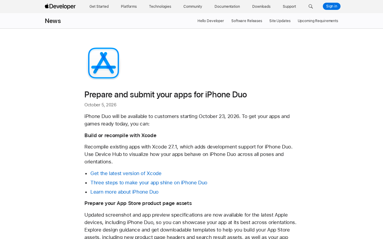 苹果iPhone Duo开发者适配指南:Xcode 27.1编译与App Store素材提交