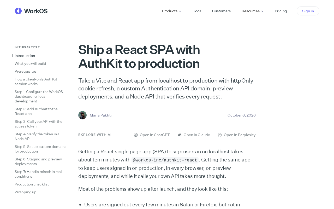 From Local to Production: A Practical Guide to Deploying a React SPA with AuthKit