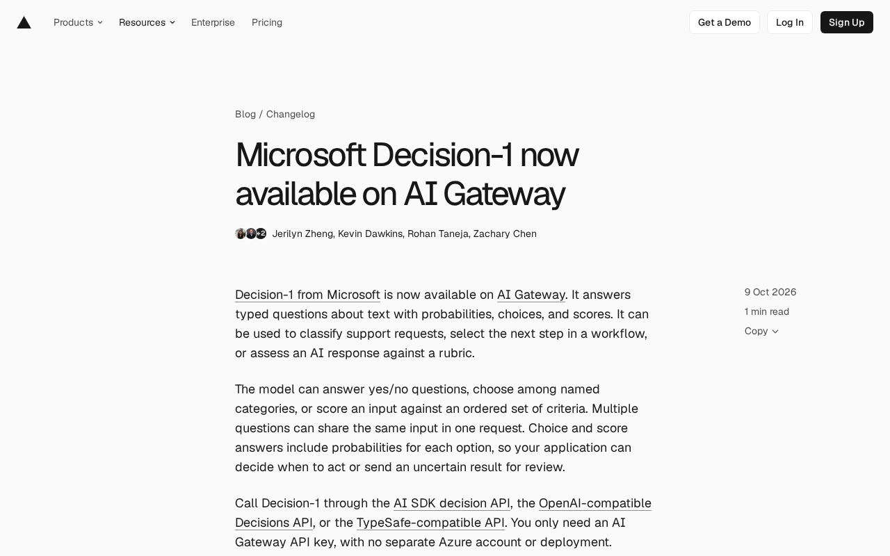 微软Decision-1上线AI Gateway:用概率化决策革新AI工作流