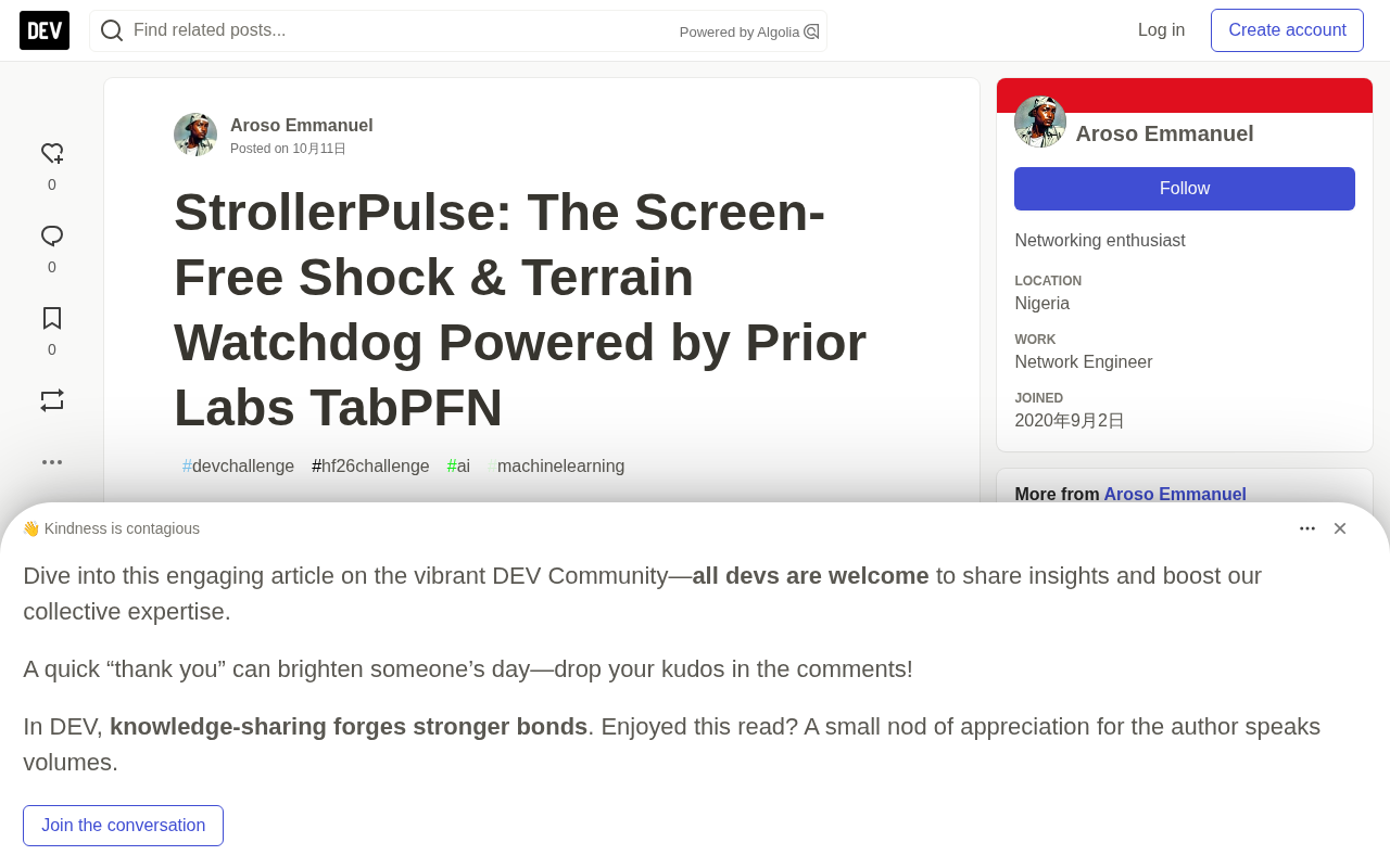 StrollerPulse: Building a Screen-Free Stroller Terrain Vibration Alert with TabPFN