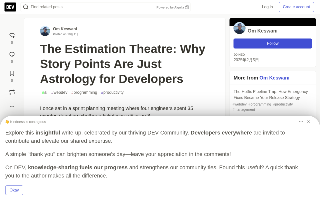 Story Points Are Developer Astrology: The Collective Illusion of Agile Estimation