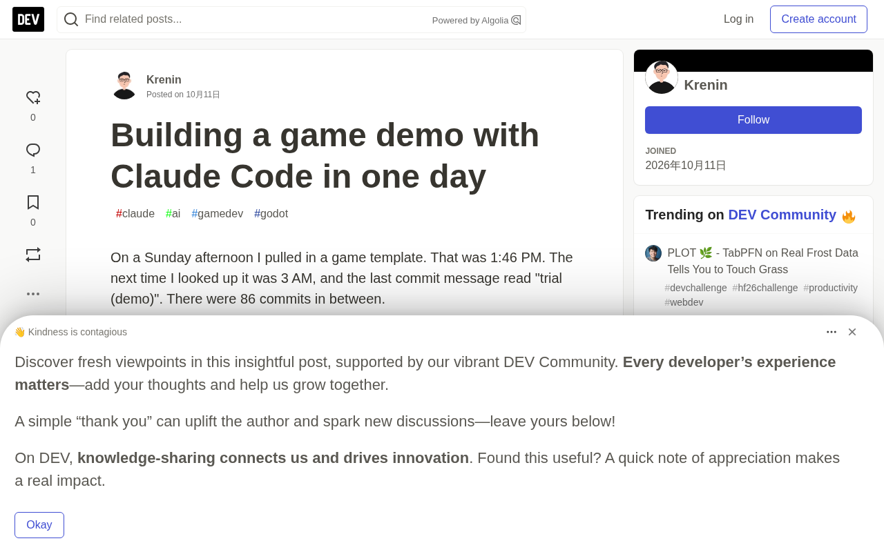 Building a Game Demo in One Day with Claude Code: A Full Retrospective