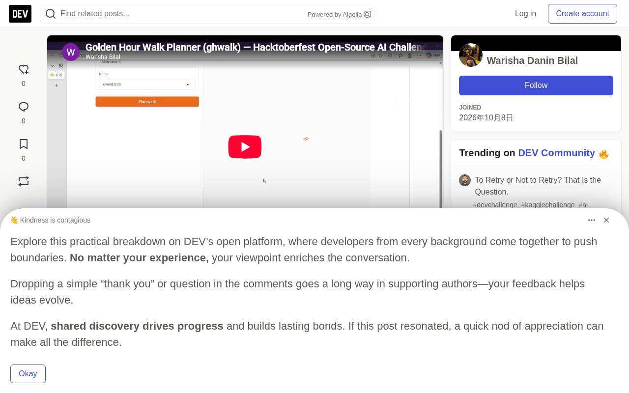 Building a Golden Hour Walk Planner with a 1B Model: Let AI Handle Language, Let Code Handle Math