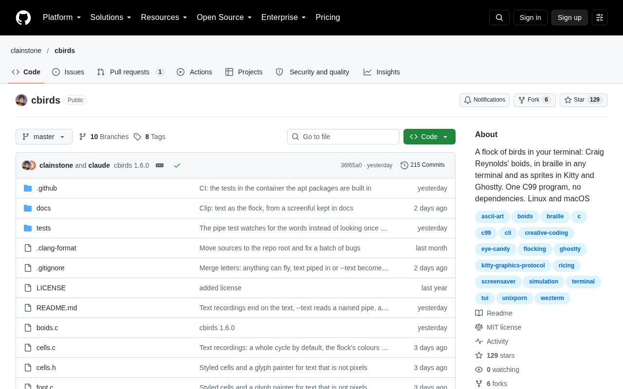 Cbirds: A Fun Project That Lets a Flock of Birds Fly Through Your Terminal