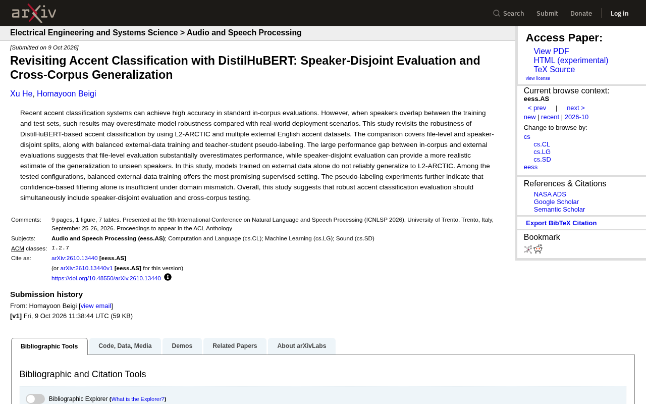 Rethinking Accent Classification: Speaker-Disjoint Evaluation and Cross-Corpus Generalization with DistilHuBERT