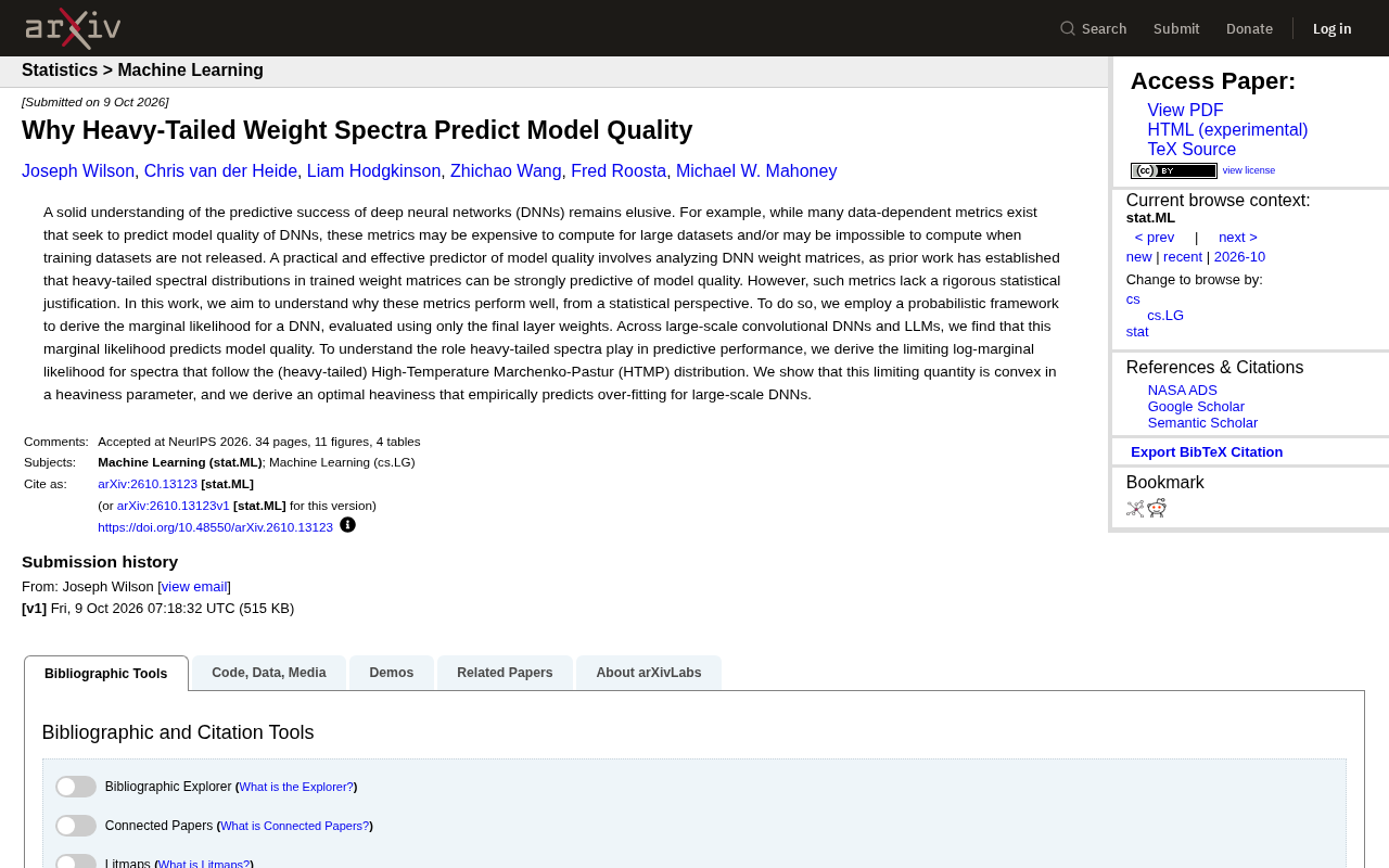 Why Heavy-Tailed Weight Spectra Predict Model Quality: A Statistical Explanation