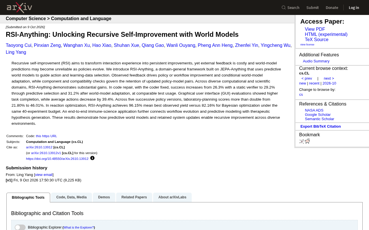 RSI-Anything: Unlocking Recursive Self-Improvement in AI with World Models