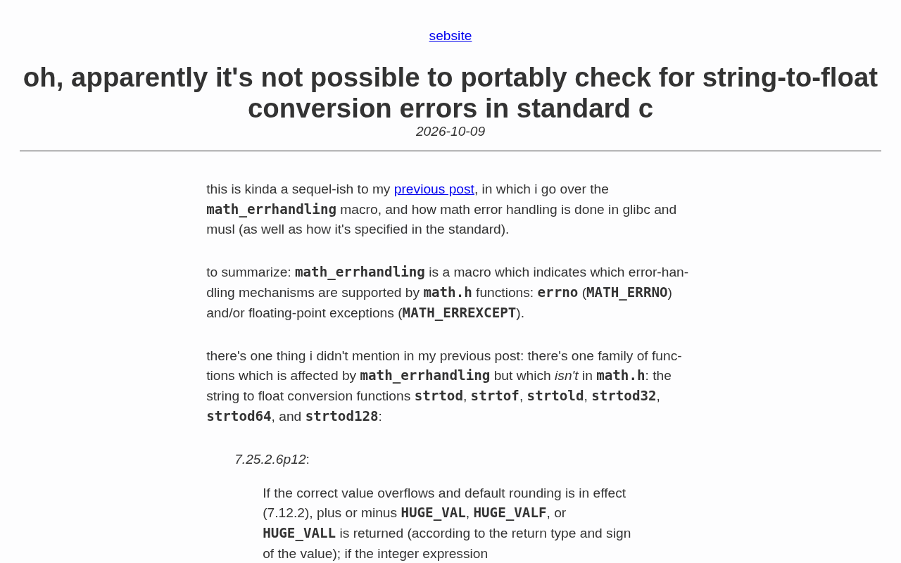 The Pain of C's Standard Library: Error Detection Pitfalls in String-to-Float Conversion