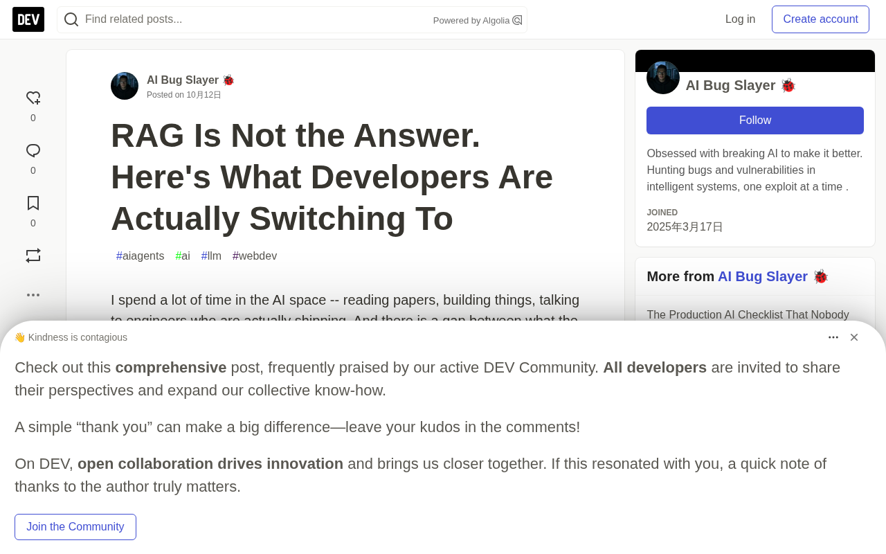 RAG Is Not the Endpoint: The AI Architectures Developers Are Moving Toward