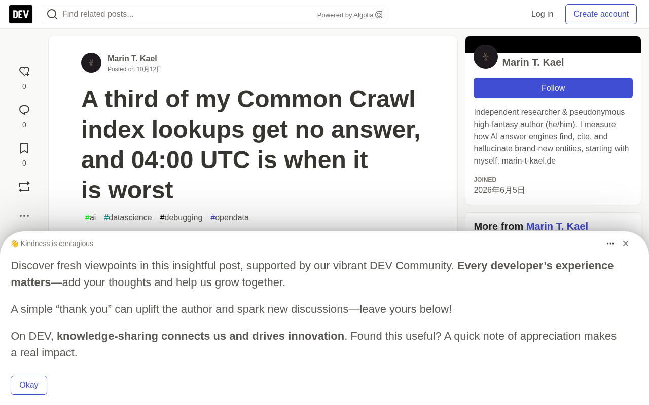 A Third of Common Crawl Index Lookups Get No Answer: Lessons from Five Months of Monitoring