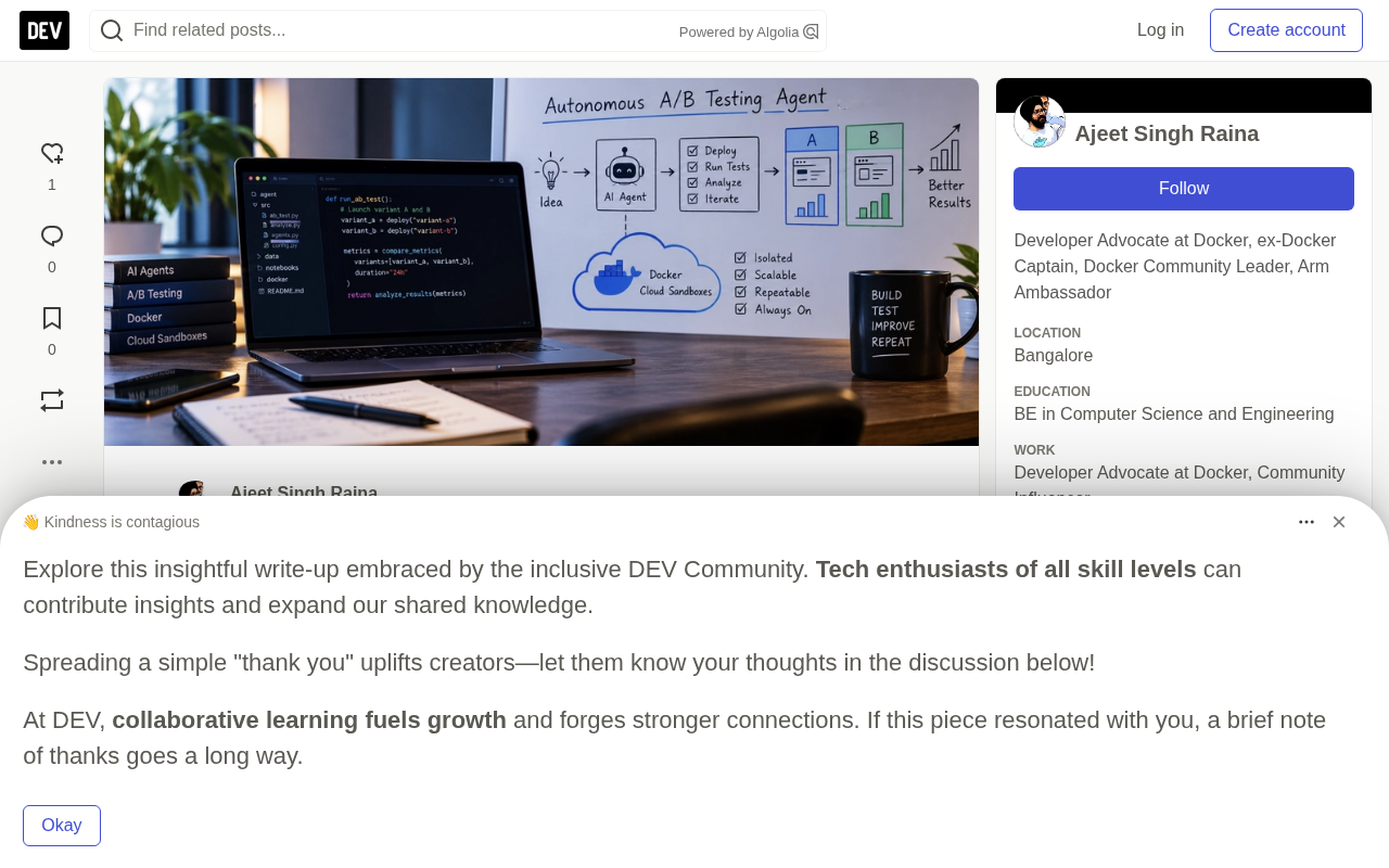 用Docker云沙箱打造自主A/B测试AI代理实战