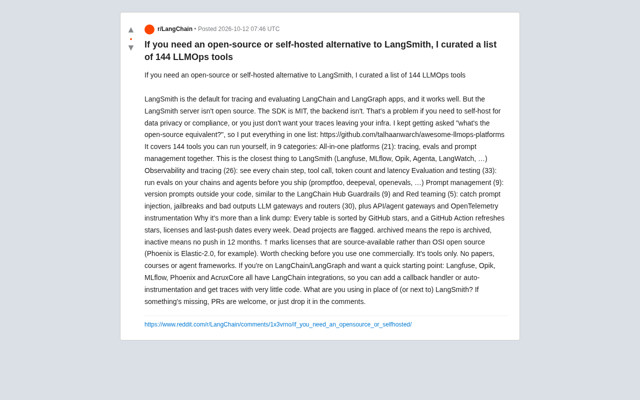 Open-Source Alternatives to LangSmith: A Complete Roundup of 144 Self-Hostable LLMOps Tools