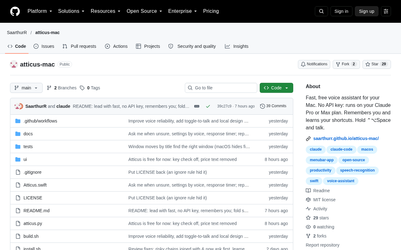 Atticus: A Claude-Powered Push-to-Talk Voice Assistant for macOS