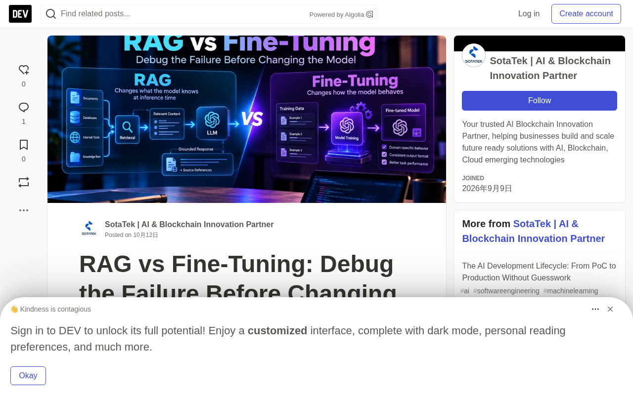 RAG or Fine-Tuning? Diagnose the Failure First Before Swapping Models