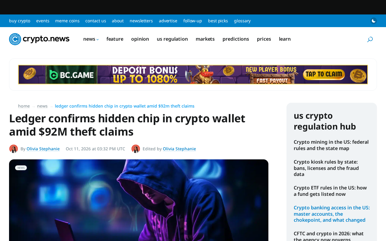 Ledger Hardware Wallet's Hidden Chip Sparks Controversy Amid $92M Theft Allegations