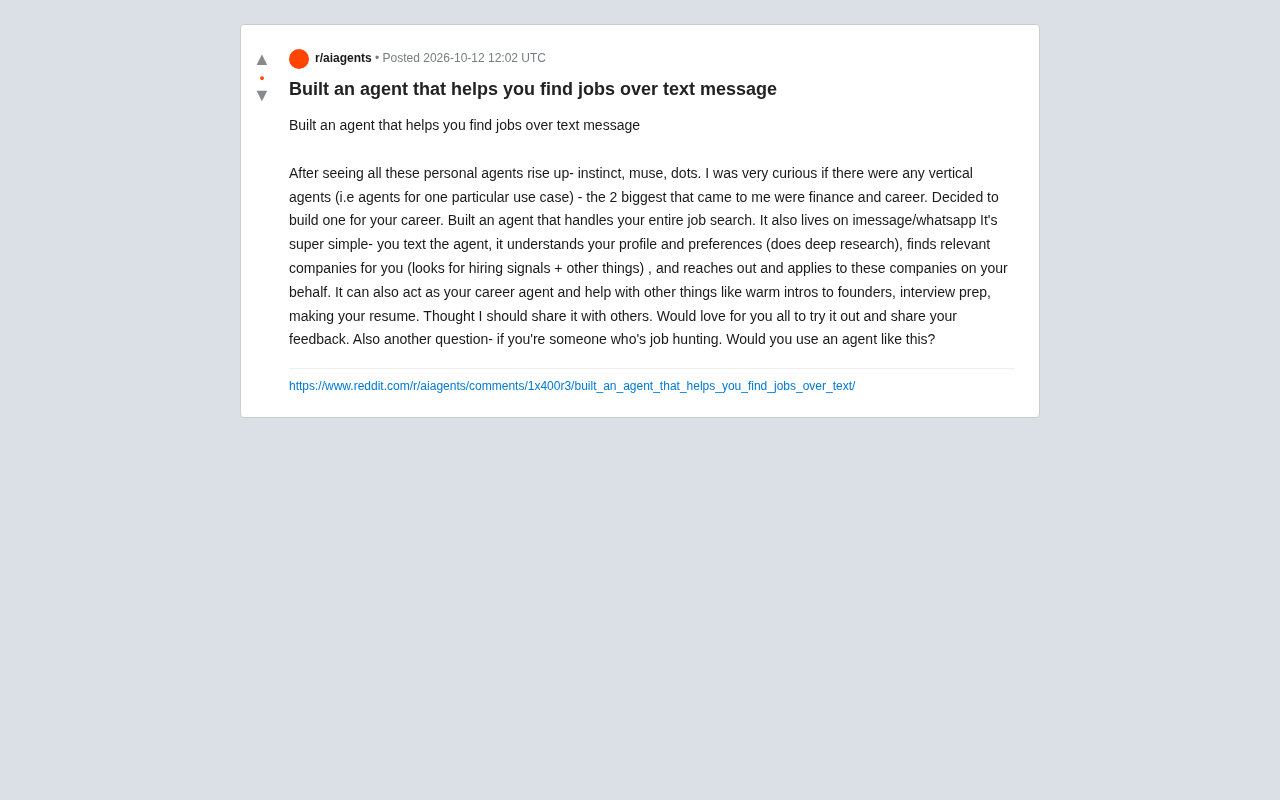 Reddit Developer Builds a Text-Message Job-Hunting Agent: Can Conversational AI Reshape Job Search?