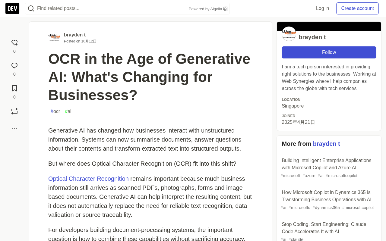 Why OCR Remains the Cornerstone of Enterprise Document Processing in the Generative AI Era