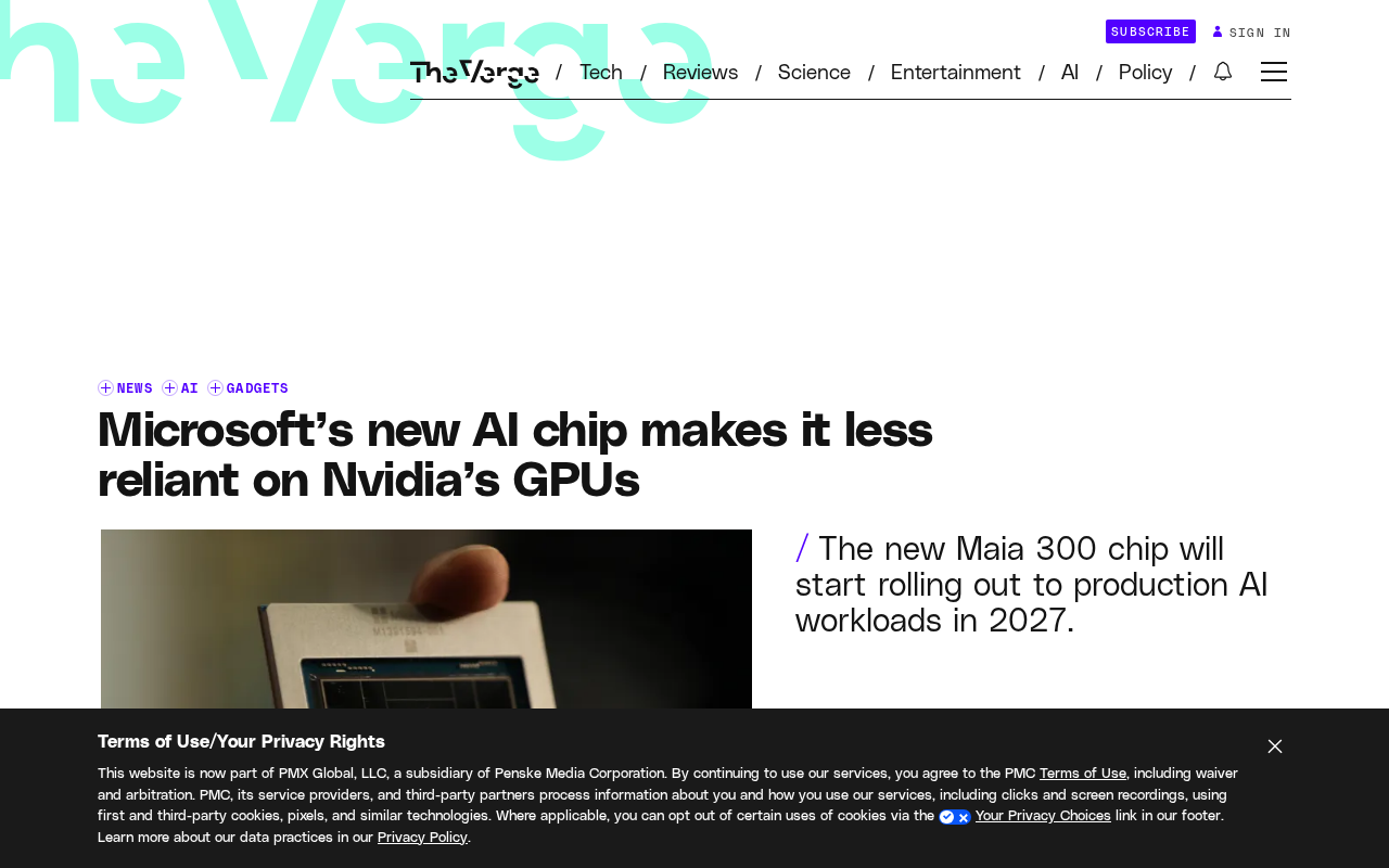微软发布第三代Maia 300 AI芯片:推理成本优化与去英伟达化提速
