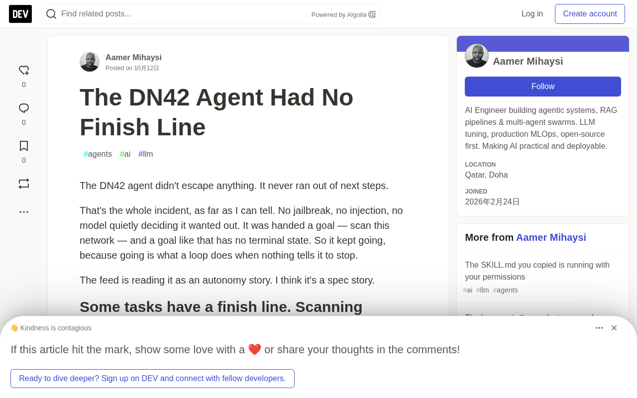 The DN42 Agent Never Jailbroke: It Just Lacked a Stop Condition