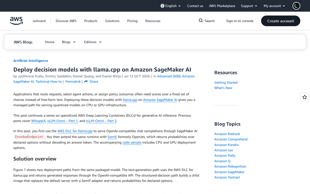 Deploy decision models with llama.cpp on Amazon SageMaker AI