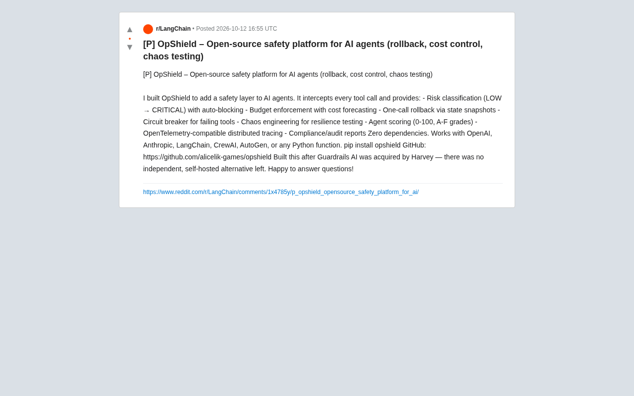OpShield: An Open-Source Safety Platform for AI Agents