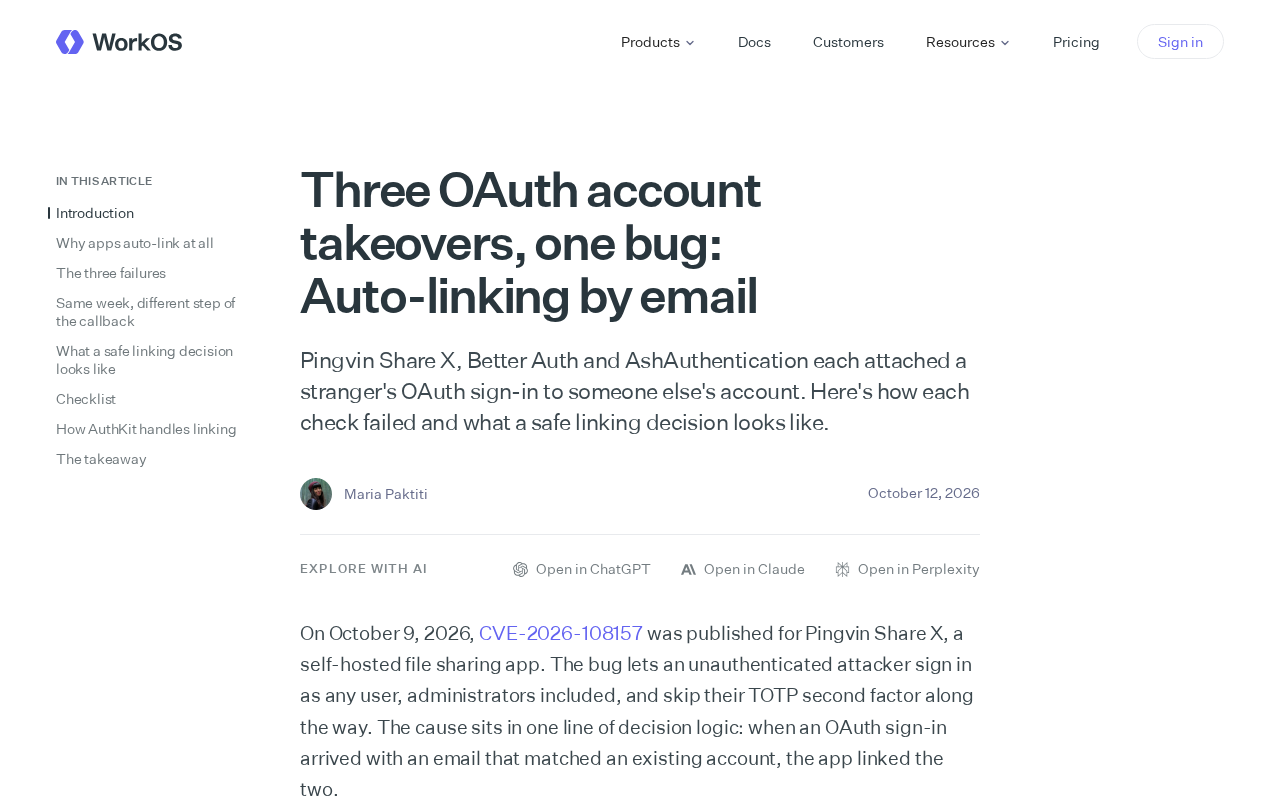 Three OAuth Account Takeovers: The Same-Origin Bug Turns Out to Be Automatic Email Linking