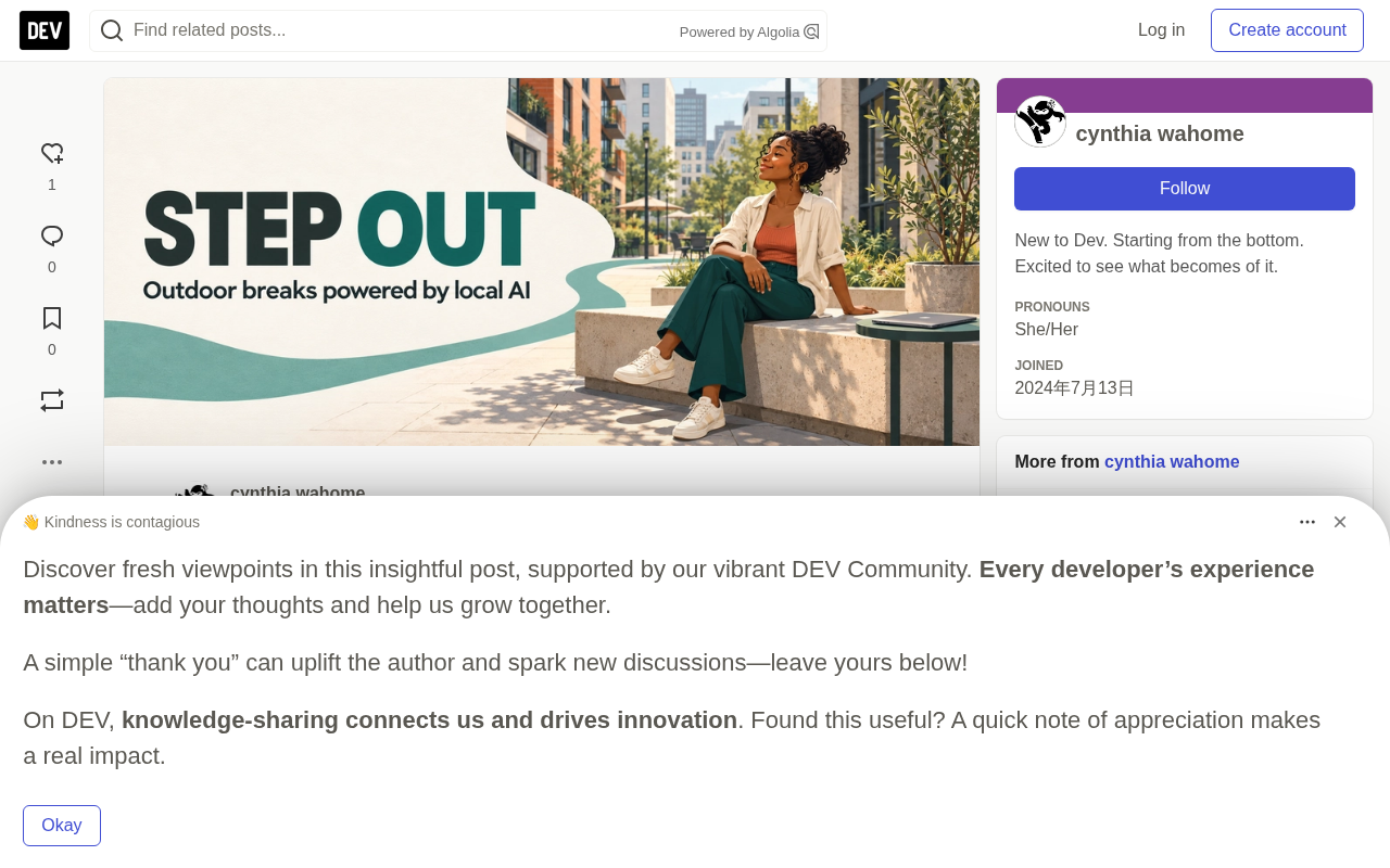 Step Out: Building an Offline AI Outdoor Break Planner with Gemma and Ollama