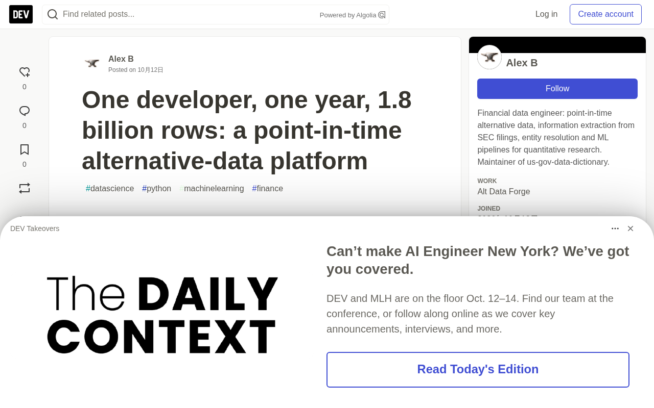 One Person Built an 1.8-Billion-Row Alternative Data Platform in a Year, Revealing Three Major Backtesting Pitfalls