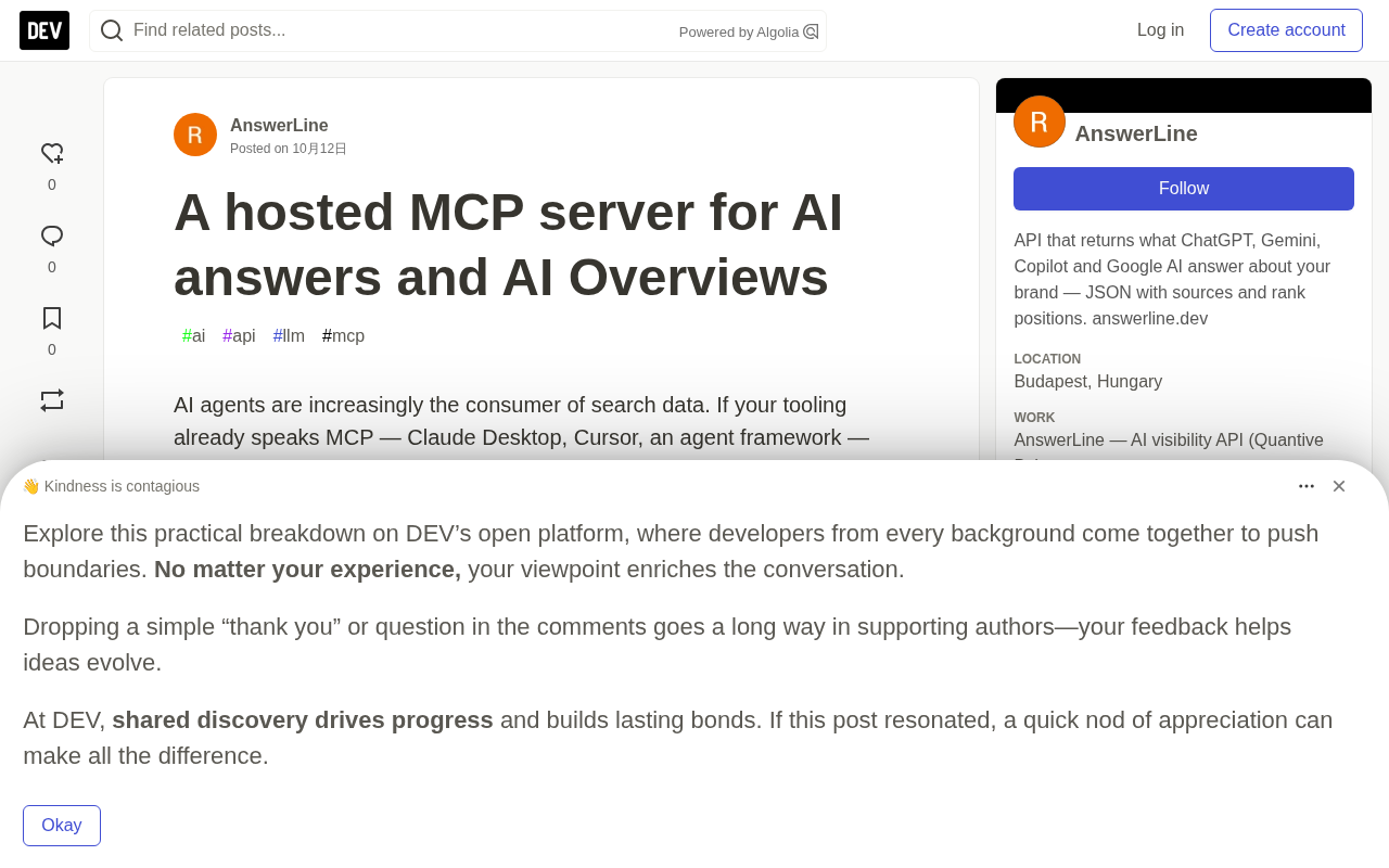 rss source: A hosted MCP server for AI answers and AI Overviews