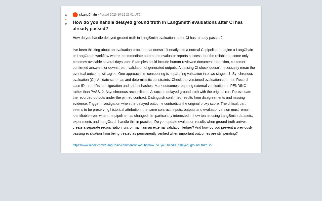 LangSmith评估滞后真相:CI通过后如何对账?