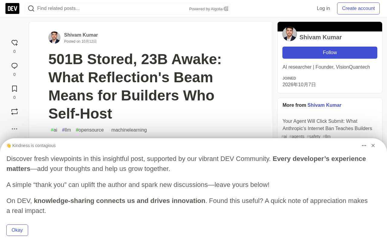 Reflection Beam:501B存、23B醒,自托管者必读