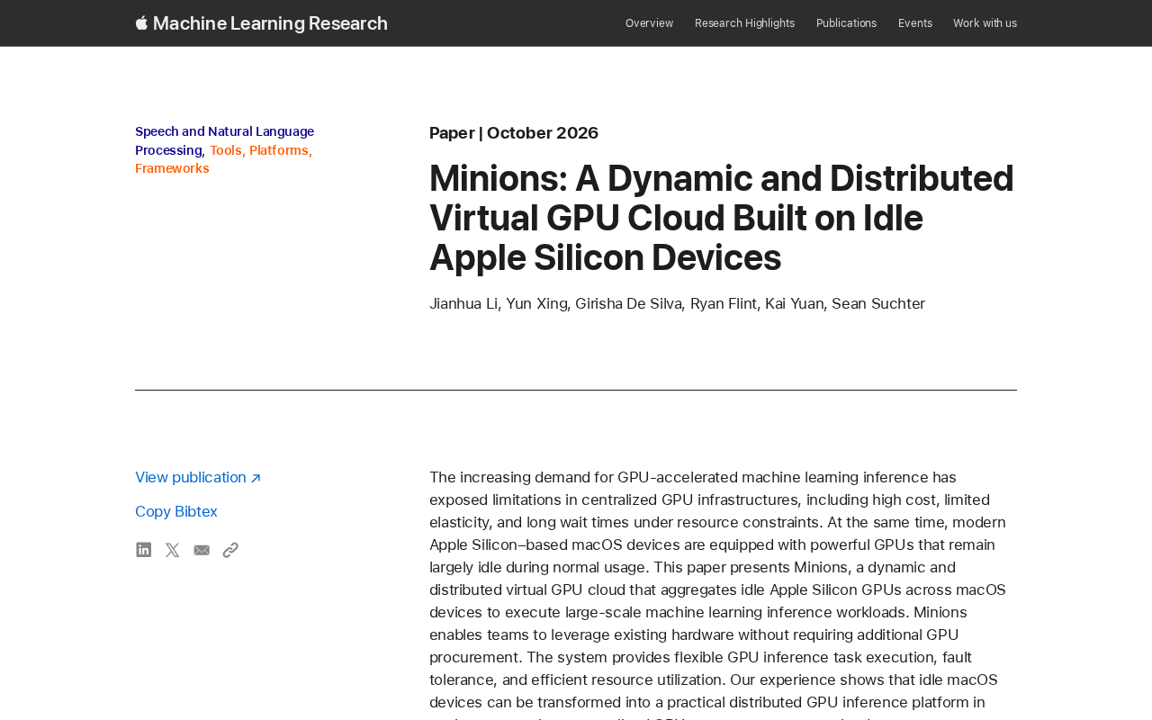 Minions: Building a Distributed Virtual Cloud from Idle Apple Silicon GPUs