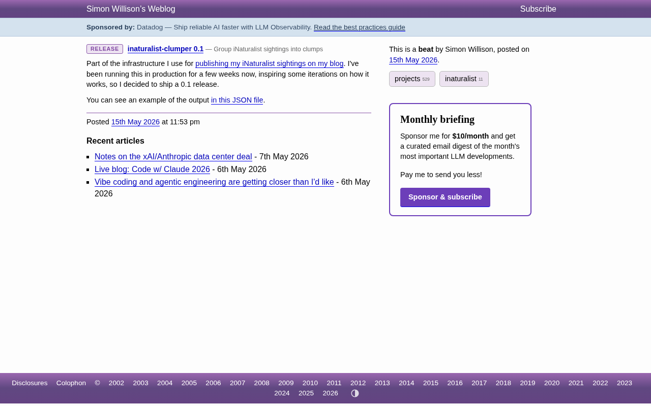 inaturalist-clumper: A Guide to Automatic Clustering of iNaturalist Observation Data