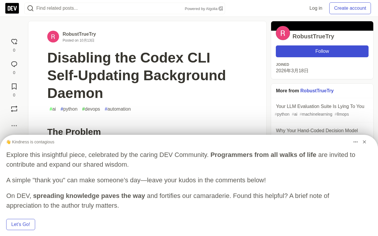 Disabling the Codex CLI Background Daemon: Methods and Trade-off Analysis