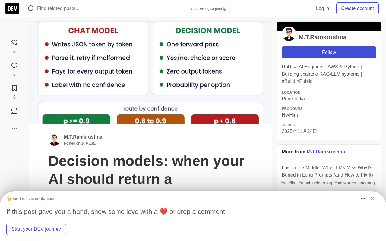 AI Decision Models: When Your AI Should Return Probabilities, Not Paragraphs