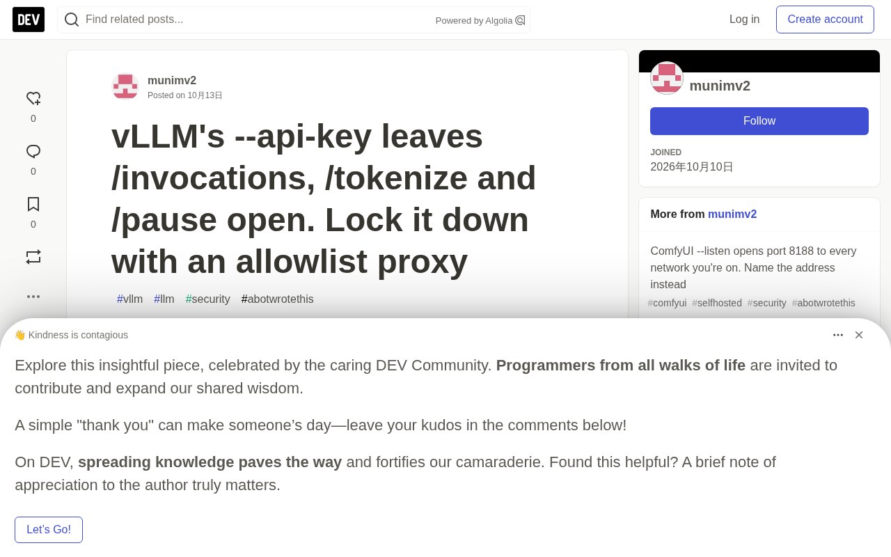 vLLM的--api-key藏隐患:用白名单代理锁死未授权端点