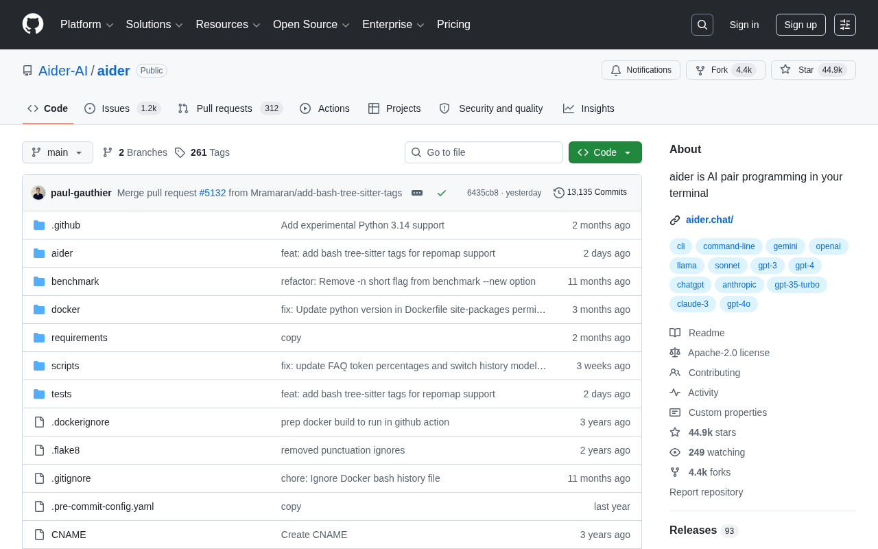 Aider终端AI结对编程工具:GitHub 44000+ Star的命令行代码搭档