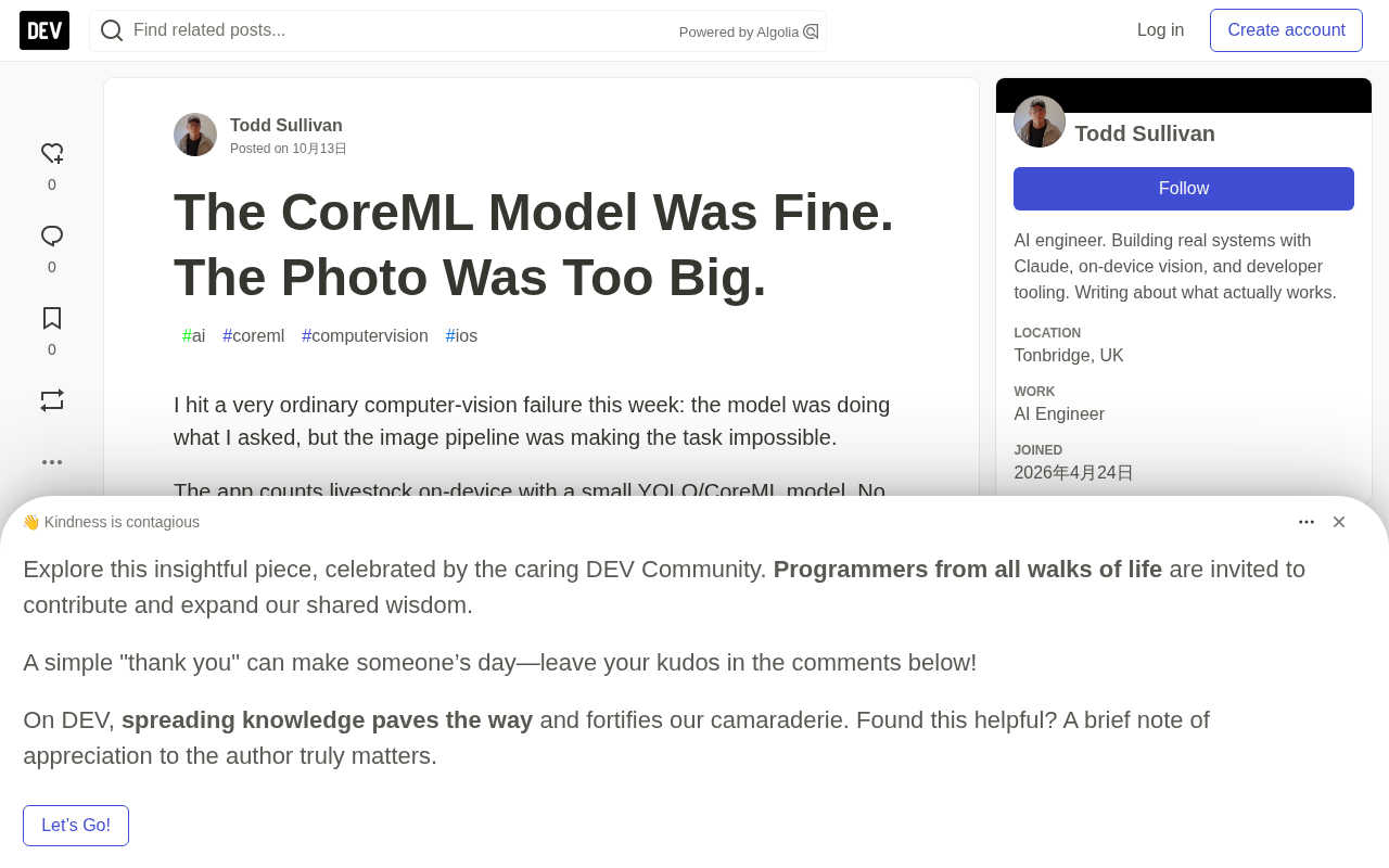 CoreML模型没问题,是照片太大了:端侧AI的图像管线陷阱