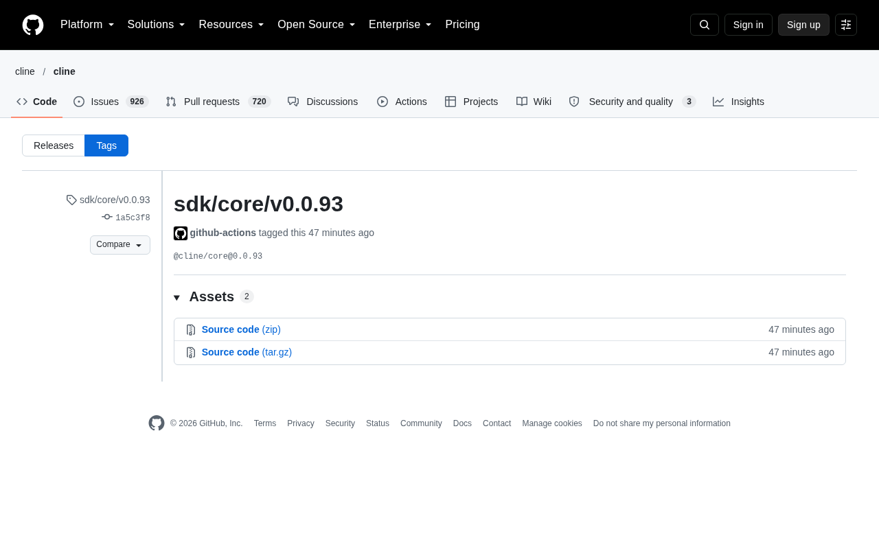 Cline Releases @cline/core v0.0.93: SDK Core Package Update