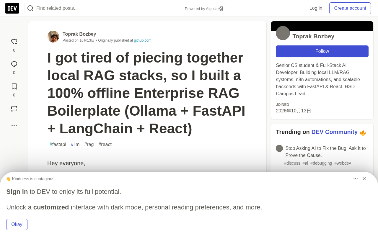 Tired of Cobbling Together Local RAG Stacks, I Built a 100% Offline Enterprise-Grade RAG Scaffold