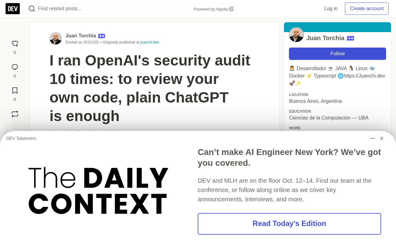 Tested 10 Times: Auditing Your Own Code? Plain ChatGPT Is Enough